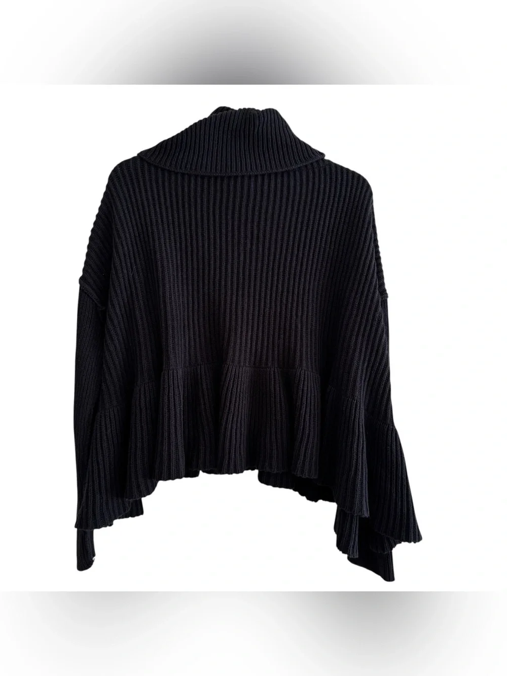 Free People Black Dark Layer Cake Sweater Chunky Knit Oversized Whimsigoth S